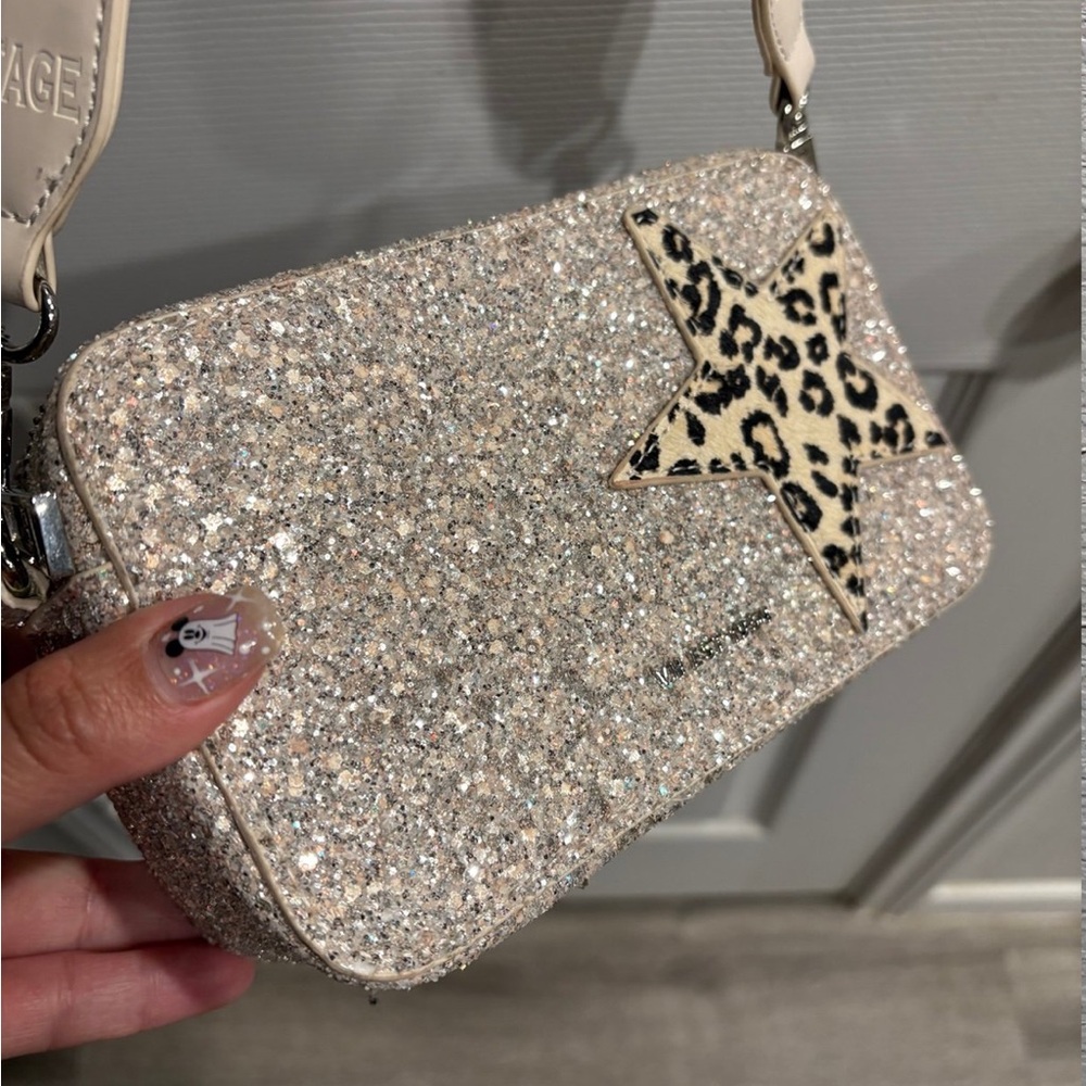 Vintage Havana Glitter Crossbody Bag with Leopard Star
